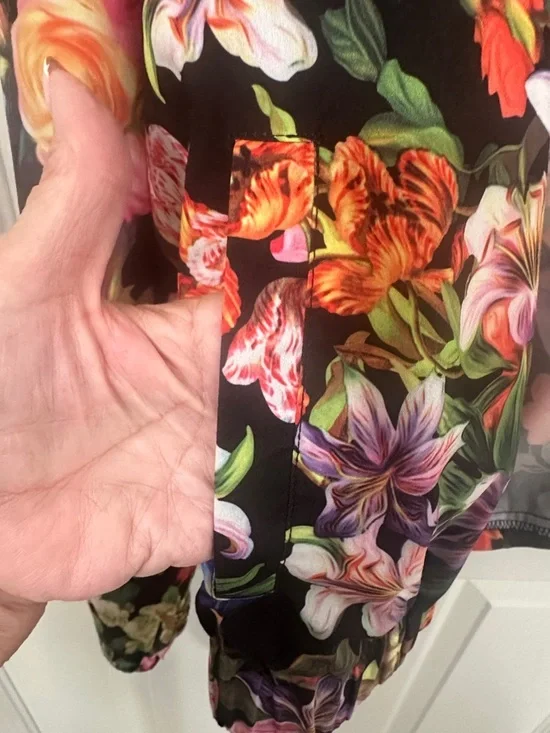 Baccini Black Floral Zip Bomber Jacket - Picture 5 of 6